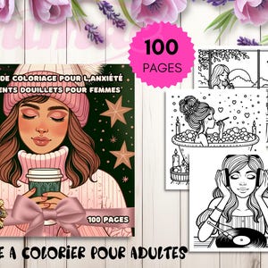 Livre de coloriage relaxant pour femmes et adolescentes – 100 pages simples pour soulager le stress | Téléchargement instantané en PDF