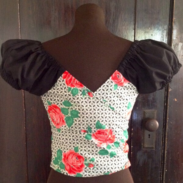 RESERVED 1940's Vintage Fabric Wrap Back Puff Sleeve QT Pie Blouse - Only 2 Made - VLV - Size M