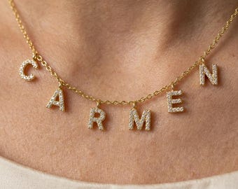 Customized Initial Name Necklace for Women Stainless Steel Letter Charm Pendant Adjustable Chain Gold Silver Mom Jewelry Gift For Her