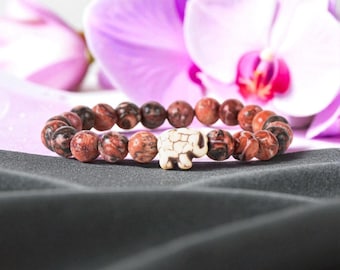 Tracking Desert Stone Beads| Elastic Unisex Eco Jewelry| Wildlife Accessory Gift| Real Animal Tracker | Nature-Inspired Gift For Her