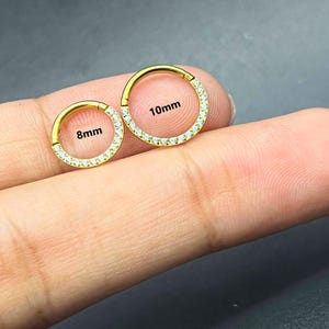 16G CZ Hinged Segment Nose Ring Cartilage Hoop| Titanium Clicker Earrings| Septum Daish Tragus Helix Conch Piercing Jewelry| Minimalist Hoop
