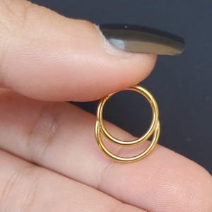 Double Septum Ring -16G Implanted F136 Titanium Double Hoop Septum Ring - Crescent Moon Hoop -Tragus Jewelry -Helix Hoop - Earlobe Earrings
