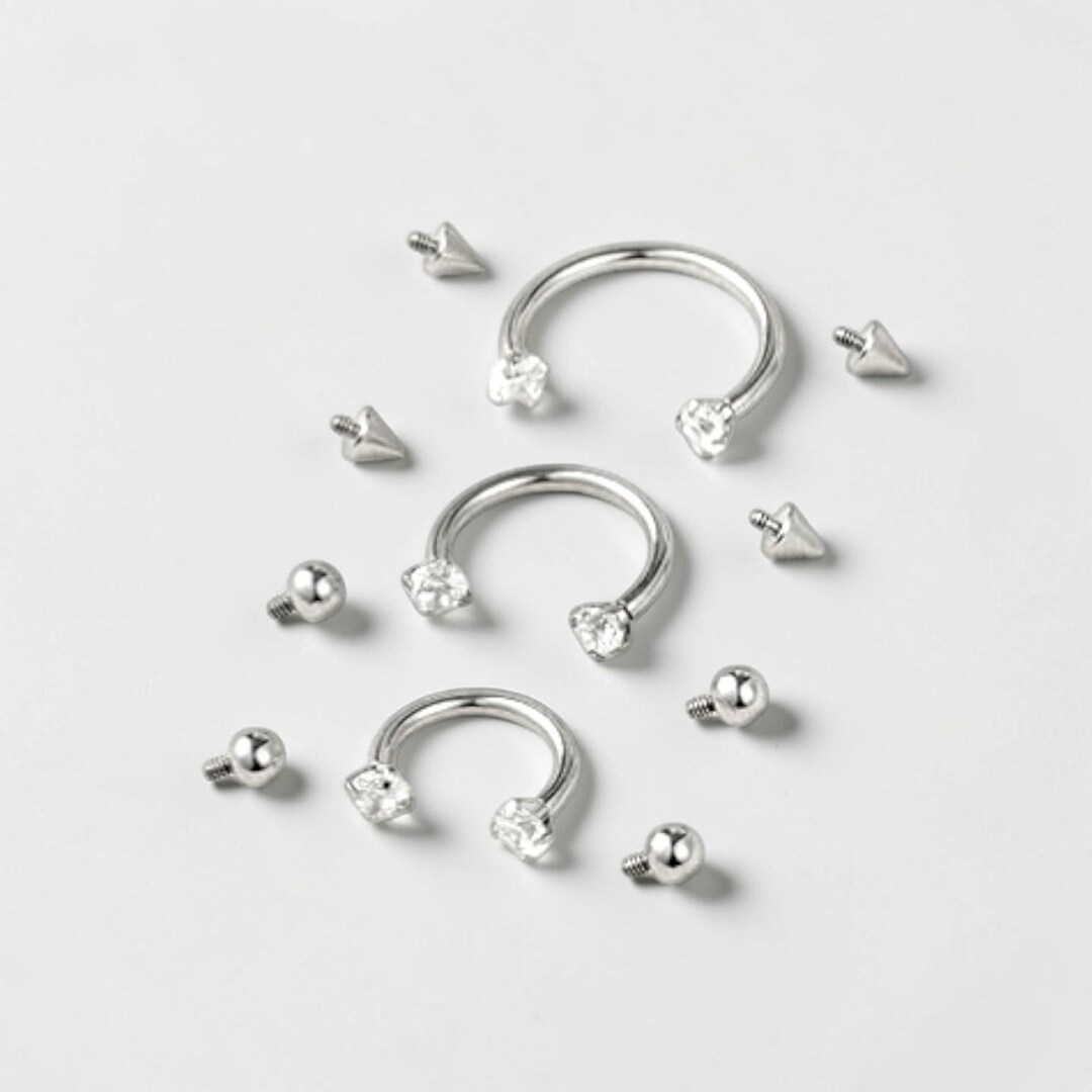 Threaded Nose Set 16G Internal Threaded Horseshoe Septum Rings Set, Surgical Steel Nose ...