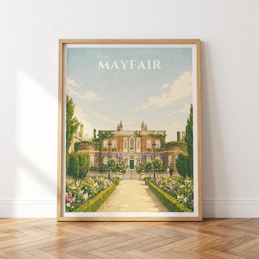 Bridgerton House Travel Poster | Regency Garden Estate Print | Romantic ...