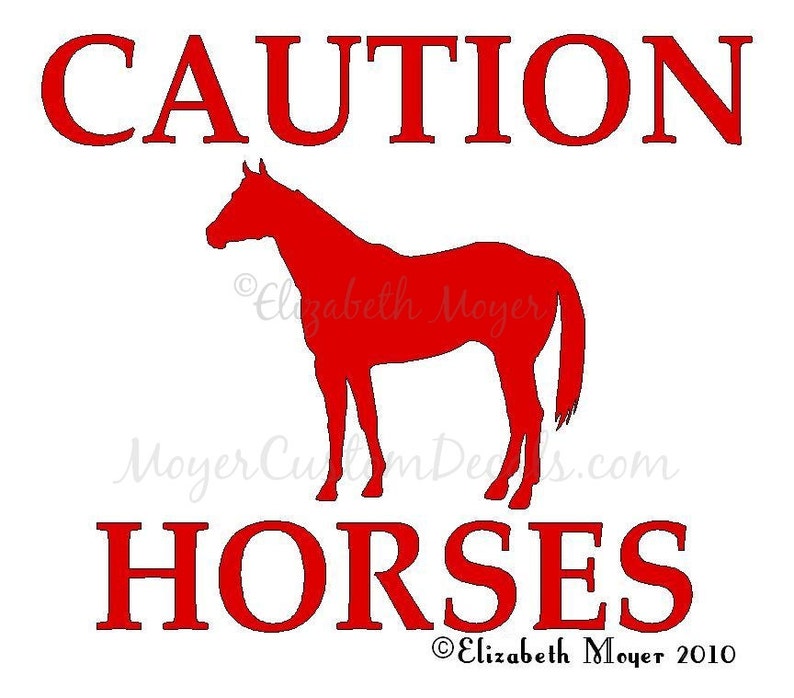 Reflective Horse Trailer Caution Horses Decal Sticker Sign Etsy
