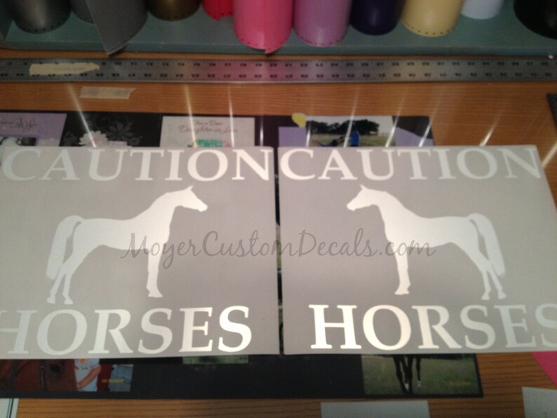 Reflective Horse Trailer Caution Horses Decal Sticker Sign Etsy