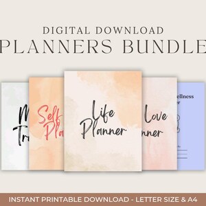 Bundle Planners - life planner, self care, health & wellness, self love, mood tracker top rated minimalist essentials