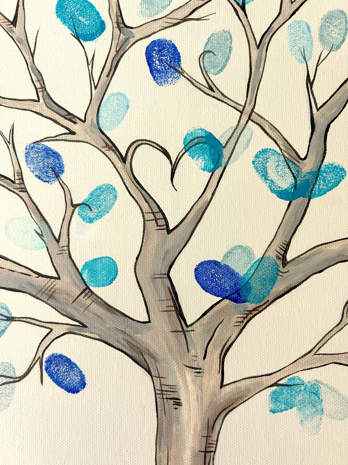 Libro Degli Ospiti Per Matrimonio Personalizzato Con Albero A Cuore E Impronte Digitali – Tela 50x50 Cm Con Nome E Data Degli Sposi