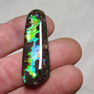 Ammolite Cabochon,  Genuine Canadian Ammolite,  Blue Ammolite Gemstone, Ammolite Cab