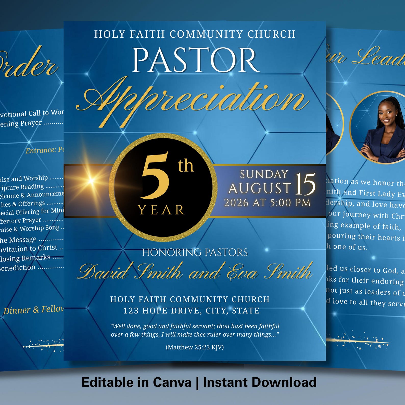 Church Appreciation Program Pastor Appreciation Program Template, Church Anniversary Flyer (digital ...