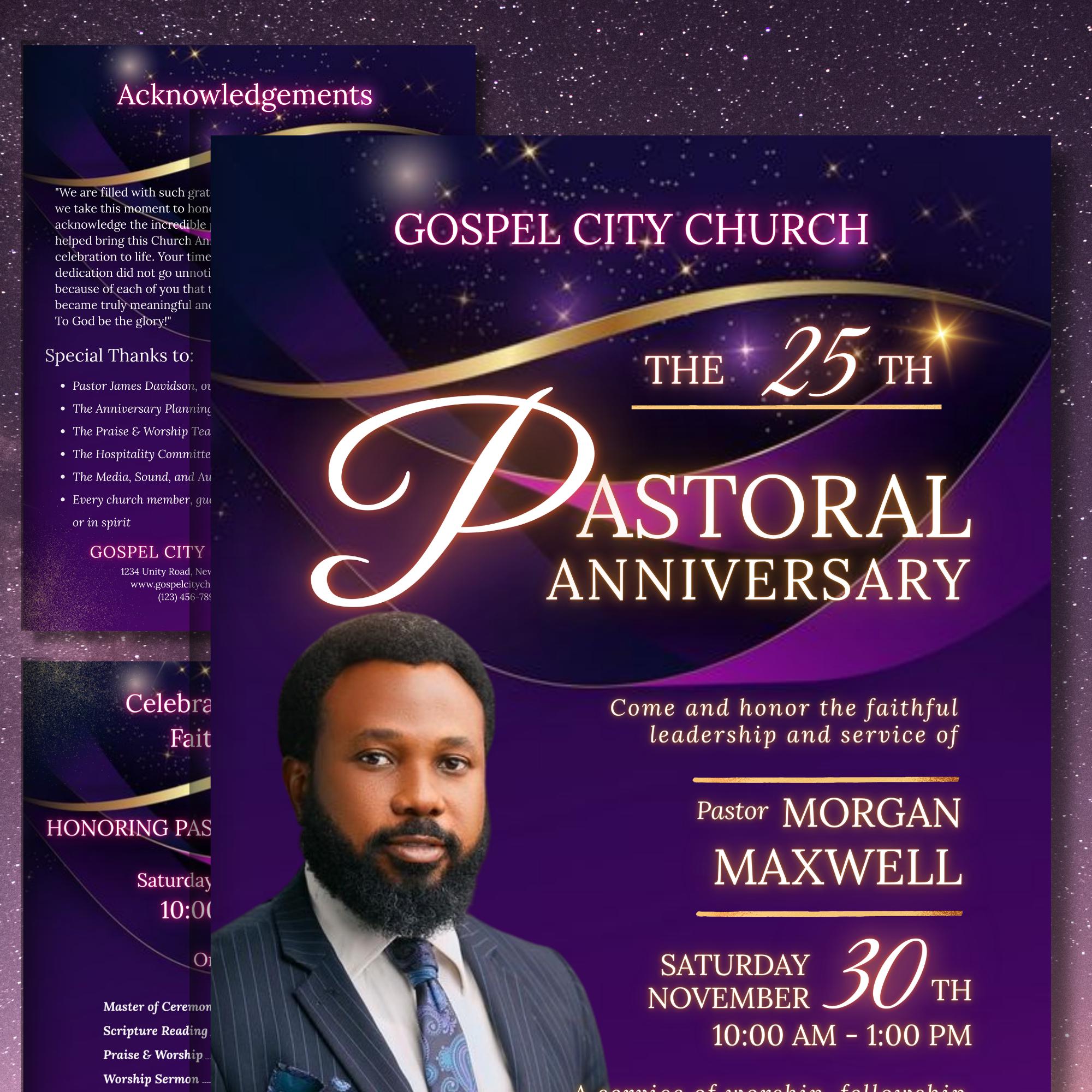 Church Appreciation Program Pastor Appreciation Program Template, Church Anniversary Flyer ...