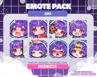 Juno Overwatch | Static Emotes Pack for Twitch, Discord, YouTube & Kick | Instant Download