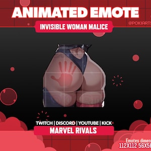 Malice Booty Invisible Woman Marvel Rivals | Animated Emote for Twitch, Discord, YouTube & Kick | Instant Download