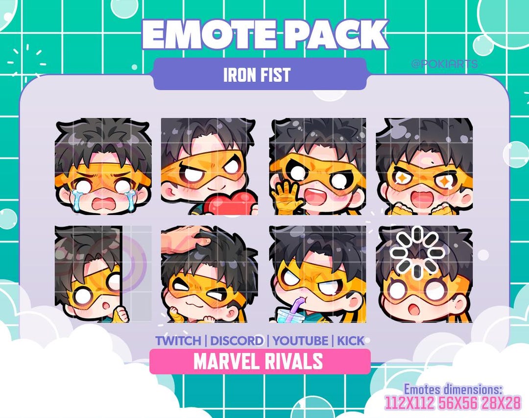 Iron Fist Marvel Rivals | Static Emotes Pack for Twitch, Discord ...