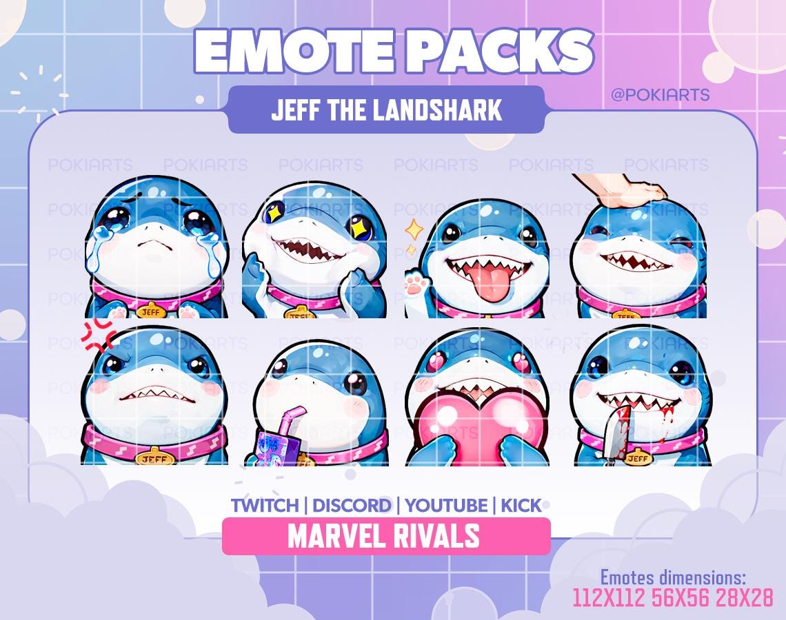 Jeff the Landshark Marvel Rivals | Static Emotes Pack for Twitch