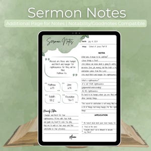 2-Page Sermon Notes PDF | Printable Sermon Notes Template | Bible Study Notes | Instant Download | Noteable & GoodNotes Compatible