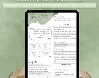 2-Page Sermon Notes PDF | Printable Sermon Notes Template | Bible Study Notes | Instant Download | Noteable & GoodNotes Compatible