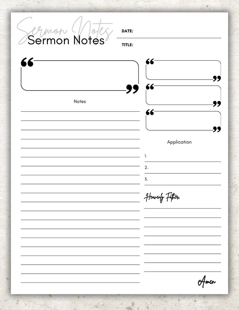 2-page Sermon Notes PDF | Printable Sermon Notes Template | Bible Study ...