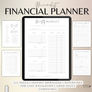 Planificador financiero digital, seguimiento de presupuesto, pago de deudas y organización financiera con hipervínculos y compatibilidad con Goodnotes y Notability.