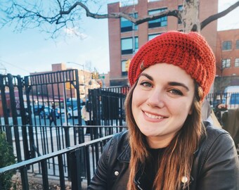 More Colors, The "Eiffel" beret, crocheted beanie, super soft, lightweight, spring hat, wide crown, super comfortable, made to order