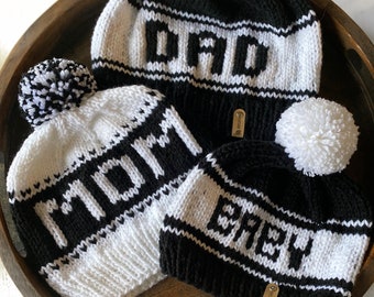 Family of hats, more colors, newborn to adult, made to order, varsity hat, custom hat, baby, mom, dad, choose your hat
