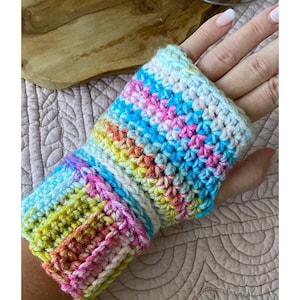 Choice of colors, Handmade crocheted fingerless gloves, texting gloves, acrylic, choose your color image 3