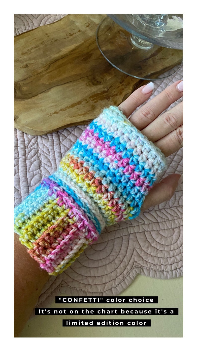 Choice of colors, Handmade crocheted fingerless gloves, texting gloves, acrylic, choose your color image 3