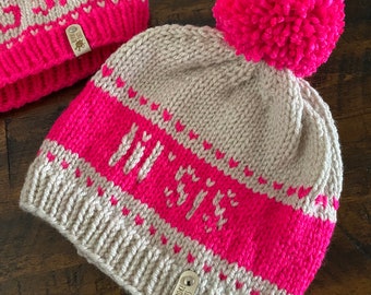 BIG SIS LIL SIS Matching Beanie Set - Acrylic Slouchy Knit Hat 2-Pack The  main image 2