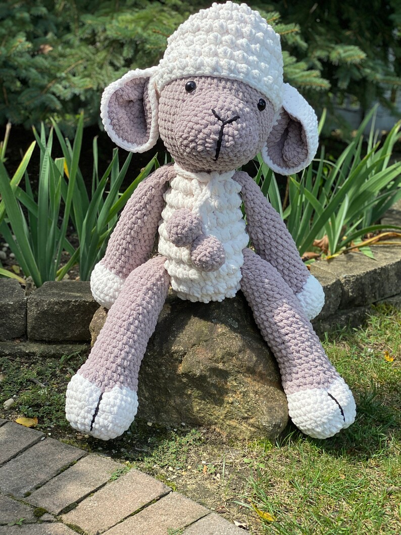 The one and only Reggie the lamb, hand crocheted, super soft and dimensional, extra large amigurumi, made to order image 2