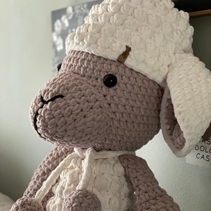 The one and only Reggie the lamb, hand crocheted, super soft and dimensional, extra large amigurumi, made to order image 9