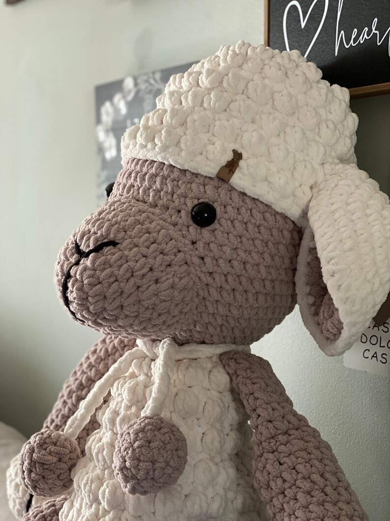 The one and only Reggie the lamb, hand crocheted, super soft and dimensional, extra large amigurumi, made to order image 9