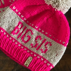 The Big Sis OR Lil' Sis beanies, Many Color Choices, Bay shower gift, siblings matching hat, made to order, Handknit 画像 8