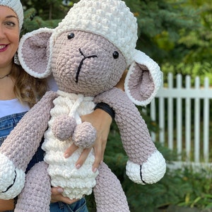 The one and only Reggie the lamb, hand crocheted, super soft and dimensional, extra large amigurumi, made to order image 6