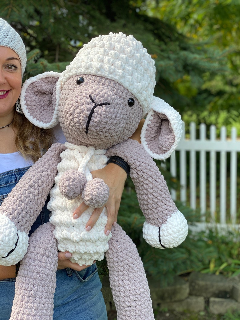 The one and only Reggie the lamb, hand crocheted, super soft and dimensional, extra large amigurumi, made to order image 6