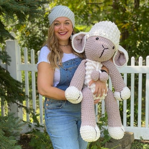 The one and only Reggie the lamb, hand crocheted, super soft and dimensional, extra large amigurumi, made to order image 1