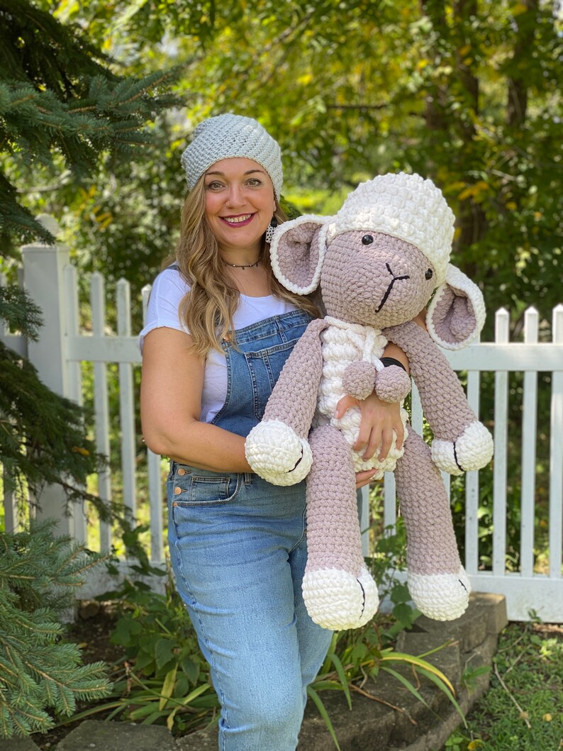 The one and only Reggie the lamb, hand crocheted, super soft and dimensional, extra large amigurumi, made to order image 1