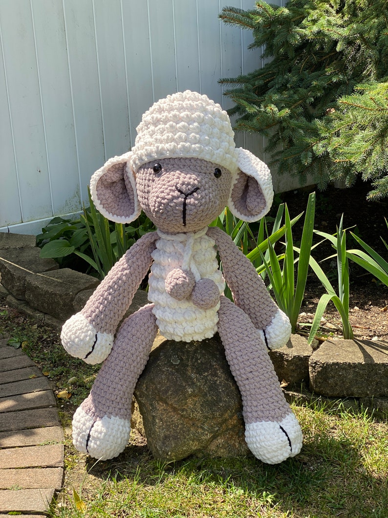 The one and only Reggie the lamb, hand crocheted, super soft and dimensional, extra large amigurumi, made to order image 3