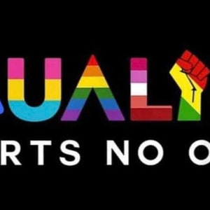 Può includere: Un design grafico con la parola "UGUAGLIANZA" in colori arcobaleno, con ogni lettera che rappresenta una bandiera diversa. Le bandiere includono la bandiera transgender, la bandiera bisessuale, la bandiera pansexuale, la bandiera lesbica, la bandiera dell'orgoglio delle persone con disabilità, la bandiera Black Lives Matter e il simbolo femminista. Il testo "NON FA MALE A NESSUNO" è sotto la parola "UGUAGLIANZA".