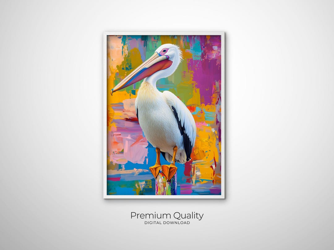 Colorful Wall Art Abstract Bird Art, Pelican Painting Modern Canvas Art ...