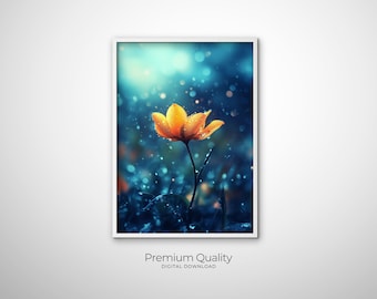 Yellow Abstract & Modern Flower Art for Floral Botanical Wall Decor and Unique Flower Gift Idea