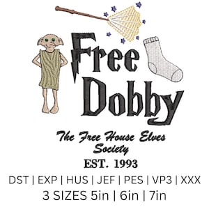 Dobby Machine Embroidery File; Free House Elves Society Satire Machine Embroidery File
