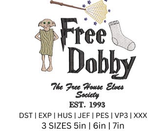 Dobby Machine Embroidery File; Free House Elves Society Satire Machine Embroidery File