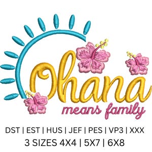 Ohana Means Family Machine Embroidery File, Lilo Embroidery, Embroidery, Ohana Embroidery Design
