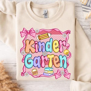 Preppy Kindergarten Shirt – Cute Back to School Tee for Girls – First Day of School Outfit – Colorful Teacher Shirt – Preschool Gift Idea