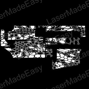 Puede incluir: Patrón geométrico blanco y negro, posiblemente una calcomanía o plantilla, sobre un fondo negro. El diseño presenta una estructura de panal o celular, con el texto "LaserMadeEasy" repetido.