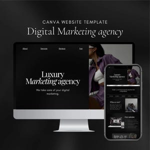 Luxury Digital Marketing Agency Website Template | Canva Website Template | Editable Business Website Design for Entrepreneurs