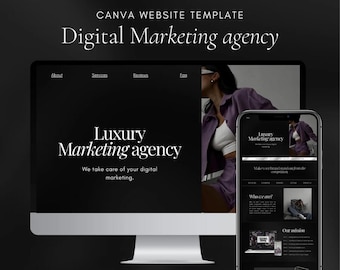 Luxury Digital Marketing Agency Website Template | Canva Website Template | Editable Business Website Design for Entrepreneurs