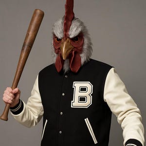 Handmade Hotline Miami Inspired Men&#39;s Brown Varsity Bomber Jacket – Retro Letterman Style with Bold &quot;B&quot; Patch| New addition in black