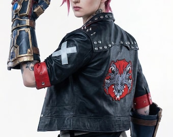 Arcane Season 2 Vi Cropped Leather Jacket - LOL Unisex Cosplay Costume