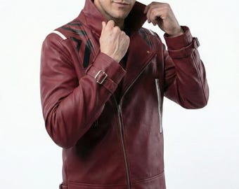 Handmade Maroon Travis Touchdown Leather Jacket – Premium Sheepskin Cosplay & Gaming Costume